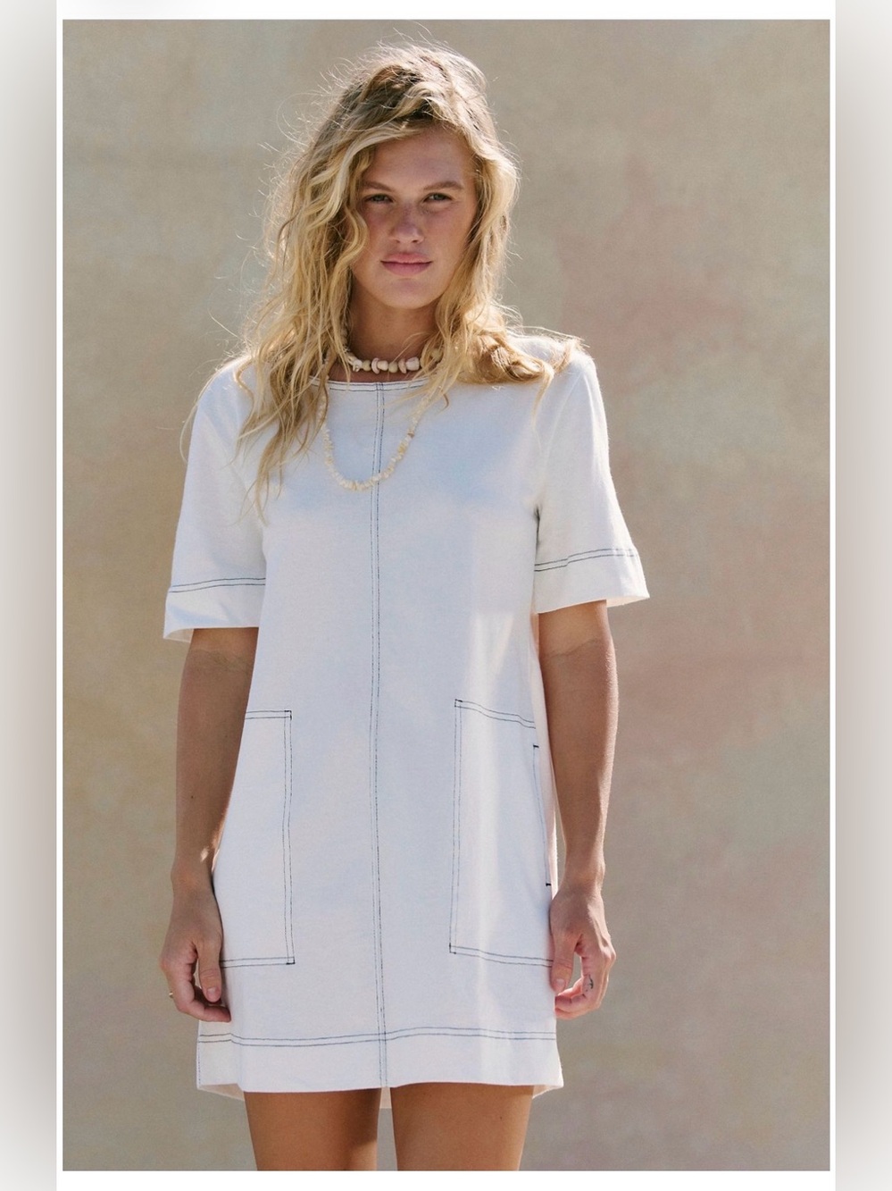 Free People Strada Mini Dress - Shift Dress with Contrast Stitching NWOT